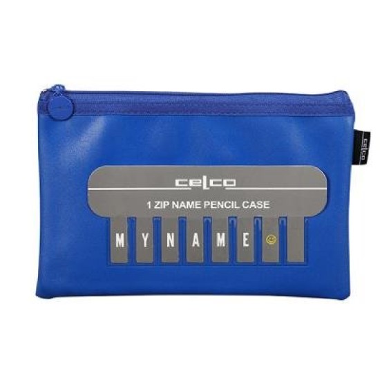CELCO PENCIL CASE NAME BLUE 1 ZIP SML