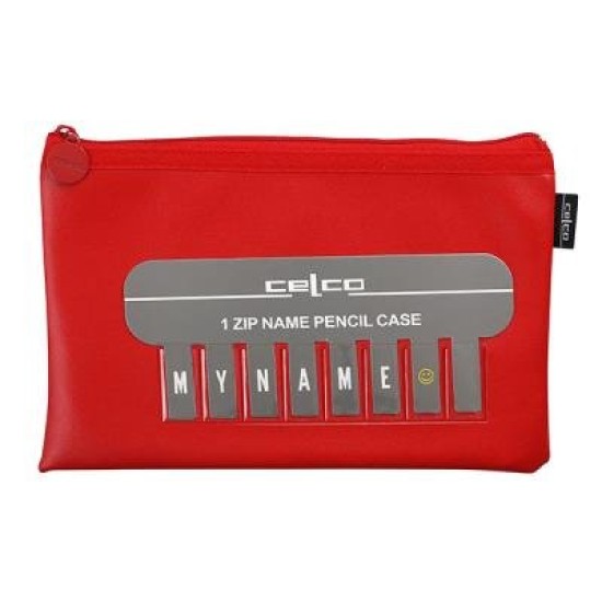 CELCO PENCIL CASE NAME RED 1 ZIP SML