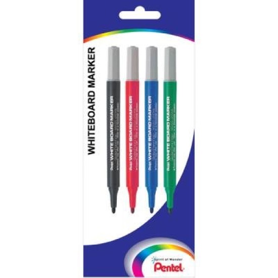 PENTEL WHITEBOARD MARKER 3.0MM FINE ASST PK4 P