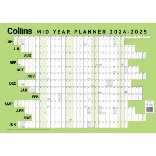 COLLINS WALLPLANNER A2 MID YEAR LAMINATED EVEN ODD YEAR