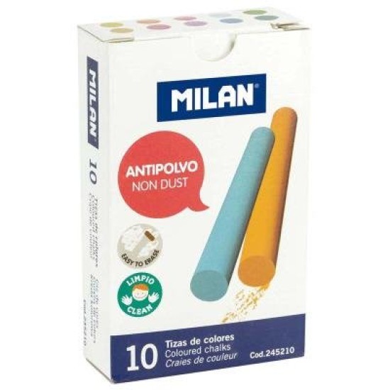 MILAN NON DUST CHALK COLOURED PACK 10