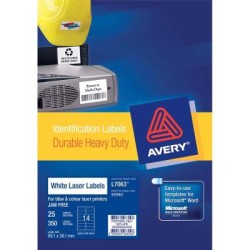 Avery heavy duty l7063 14 labels per sheet packet of 25