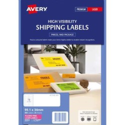 High Visibility Shipping Labels 99.1 x 34 mm, Laser, Fluoro Pink