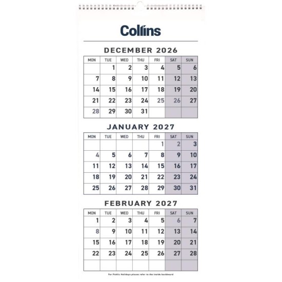DIARIES 2027 Collins Calendar Three Month To View Wiro 2027 page: 61