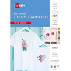 Avery Tshirt Transfer Inspired Ij76 A4 White 5 Pack