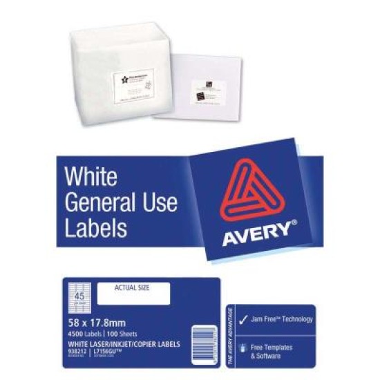 AVERY LABEL L7156 GENERAL USE 58X17.8MM 100 SHEETS