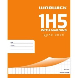 Warwick Exercise Book 1H5 36 Leaf With Margin Quad 10mm 255x205mm Warwick Exercise Book 1H5 36 Leaf With Margin Quad 10mm 255x205mm