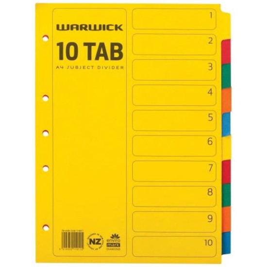 Warwick Divider A4 10 Tab Coloured
