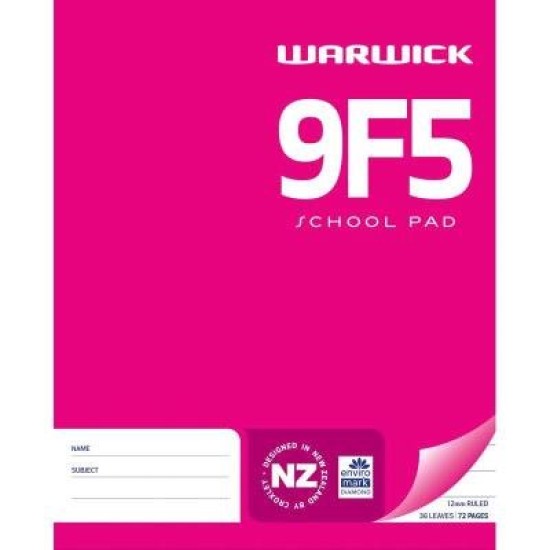 Warwick Pad 9F5 School 36 Leaf Ruled 12mm 255x205mm