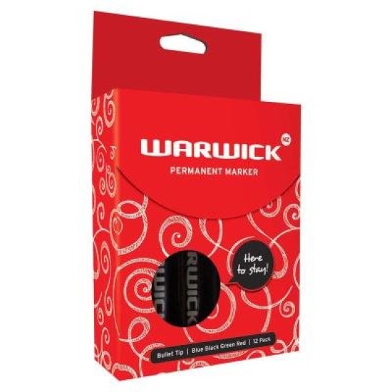 Warwick Marker Blue Bullet Tip Permanent Box 12