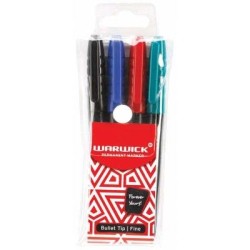 Warwick Marker Fine Tip 4 Wallet Permanent