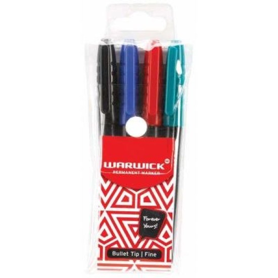 Warwick Marker Fine Tip 4 Wallet Permanent