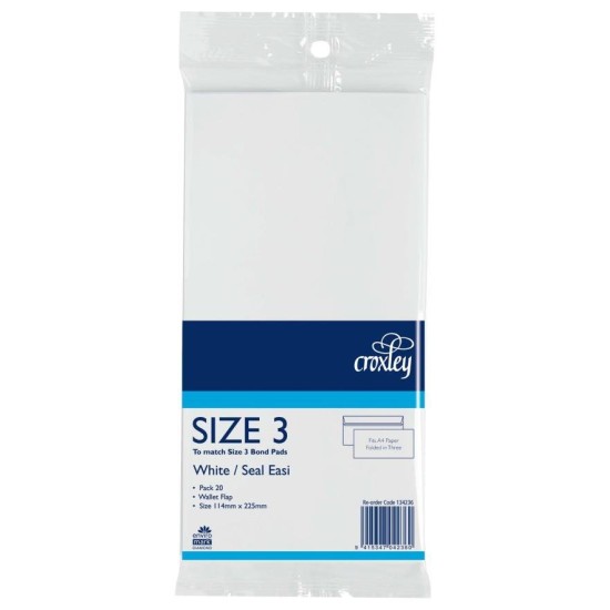 Croxley Envelope Size 3 Seal Easi Bond 114x225mm 20 Pack