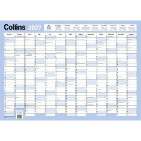 DIARIES 2027 Collins Wallplanner Laminated 695X495mm With Pen 2027 page: 55