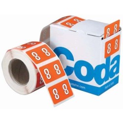 Codafile Label Numeric 8 25mm Roll 500 Codafile Label Numeric 8 25mm Roll 500