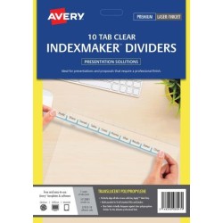 Avery Indexmaker A4 10 Tab Clear With Easy Apply Label L7455-10