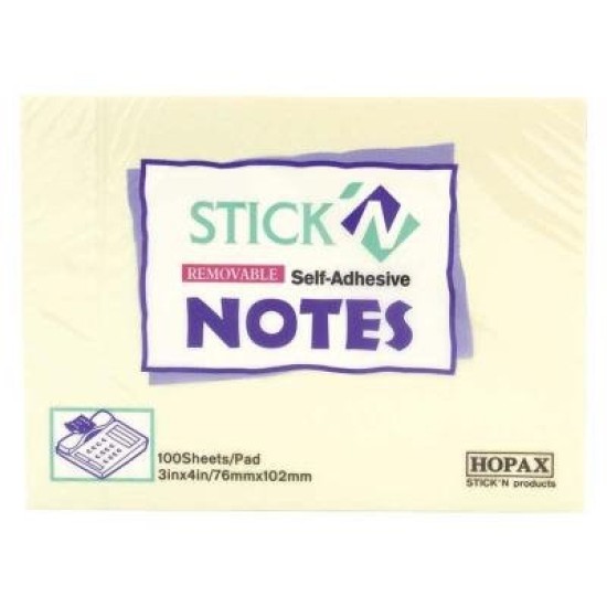 Stick'n Note Yellow 76x101mm 100 Sheet Pad