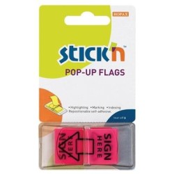 Stick'n Pop Up Flags Sign Here Pink 45x25mm 50 Sheets Stick'n Pop Up Flags Sign Here Pink 45x25mm 50 Sheets