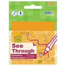 Stick'n Clearnote Orange 76x76mm 50 Sheets Transparent Stick'n Clearnote Orange 76x76mm 50 Sheets Transparent