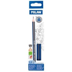 Milan Graphite Pencils HB With Eraser Pack 12 Triangular Milan Graphite Pencils HB With Eraser Pack 12 Triangular