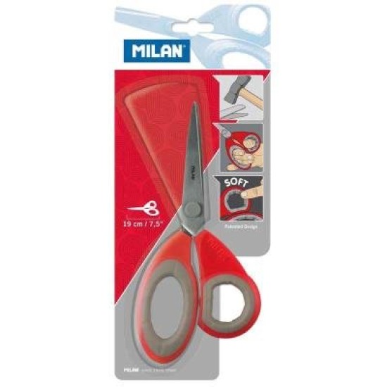 Milan Office Scissors Grey On White 220mm 8.7 Inch