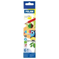 Milan Coloured Pencils Hexagonal Pack 6 Assorted Colours Milan Coloured Pencils Hexagonal Pack 6 Assorted Colours