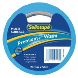 Sellotape Washi Premium+ Multi Surface 24mm x 50m Sellotape Washi Premium+ Multi Surface 24mm x 50m