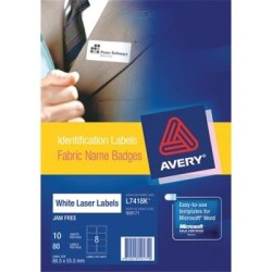 Avery Label Fabric Badge L7418 86.5 x 55.5mm 15 Sheets