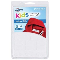 Avery Label Kids No-Iron Fabric Assorted Shape And Size 15up 3 Sheets Avery Label Kids No-Iron Fabric Assorted Shape And Size 15up 3 Sheets