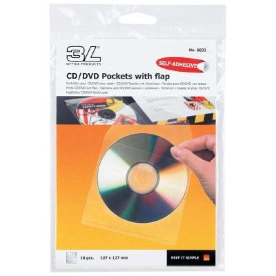 SELF-ADHESIVE MEDIA/CD POCKETS CD Pocket with flap 127x127mm (Pack of 100)