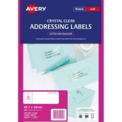 Avery Label L7562-25 Clear 25 Sheets Avery Label L7562-25 Clear 25 Sheets