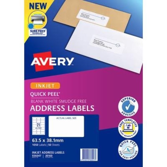Avery Label J8160-50 Inkjet FSC Mix Credit 50 Sheets