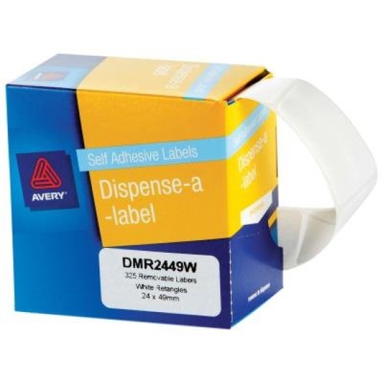 Avery Label Dispenser DMR2449W 24x49mm White 325 Pack