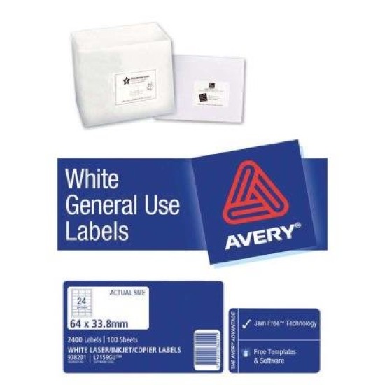 Avery Label L7159 General Use 64x33.8mm FSC Mix Credit 100 Sheets