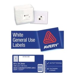 Avery Label L7157 General Use 64x24.3mm FSC Mix Credit 100 Sheets