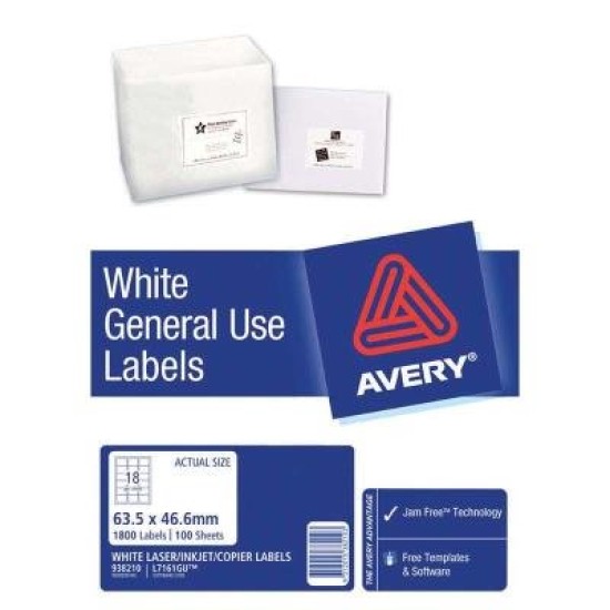 Avery Label L7161 General Use A4 18/Sheet FSC Mix Credit 100 Sheets