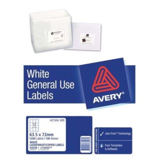 Avery Label L7164 General Use A4 12/Sheet FSC Mix Credit 100 Sheets