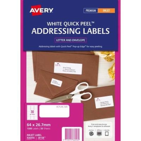 Avery Label J8158-50 Inkjet FSC Mix Credit 50 Sheets