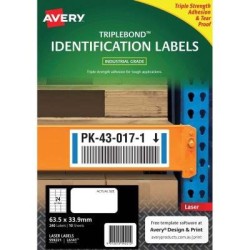 Avery Triplebond Label L6141 White 24 Up 10 Sheets Laser 63.5x33.9mm