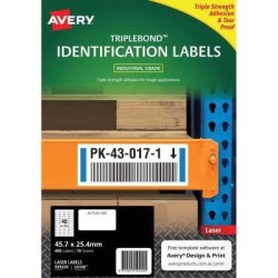 Avery Triplebond Label L6140 White 40 Up 10 Sheets Laser 45.7x25.4mm