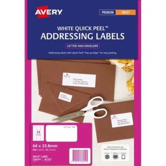 Avery Label J8159-25 Inkjet FSC Mix Credit 25 Sheets