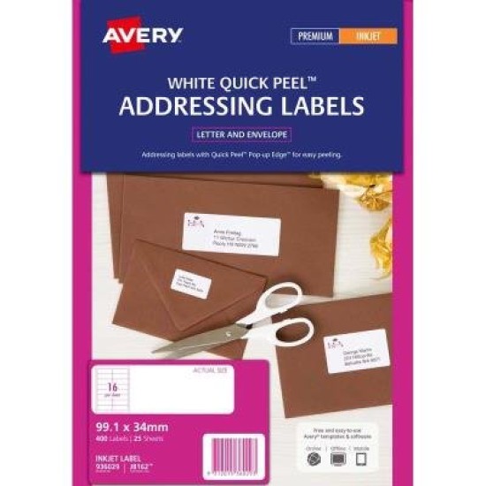 Avery Label J8162-25 Inkjet FSC Mix Credit 25 Sheets