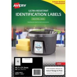 Avery Ultra Resistant ID Label L7911 White 48 Up 10 Sheets Laser 45.7x21.2mm