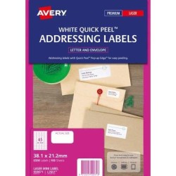 Avery Label L7651-100 White 38.1x21.2mm FSC Mix Credit 100 Sheets