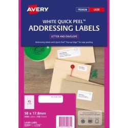 Avery Label L7156-100 58x17.8mm FSC Mix Credit 100 Sheets