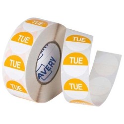 Avery Labels Tuesday Round Day 24mm Yellow White 1000 Roll Avery Labels Tuesday Round Day 24mm Yellow White 1000 Roll