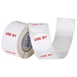 Avery Labels Use By Round 40mm White Red 500 Roll Avery Labels Use By Round 40mm White Red 500 Roll