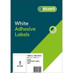 Celcast Labels A4 2 Up 199.6 X 143.5mm FSC Mix Credit 100 Sheet