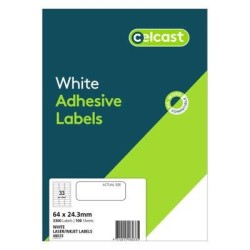 Celcast Labels A4 33 Up 64 X 24.3mm FSC Mix Credit 100 Sheet