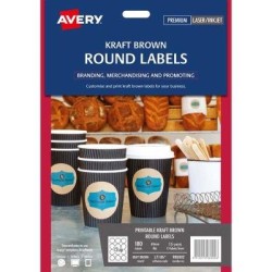 Avery Label L7106 Round Kraft 60mm 12up FSC Mix 70% 15 Sheets